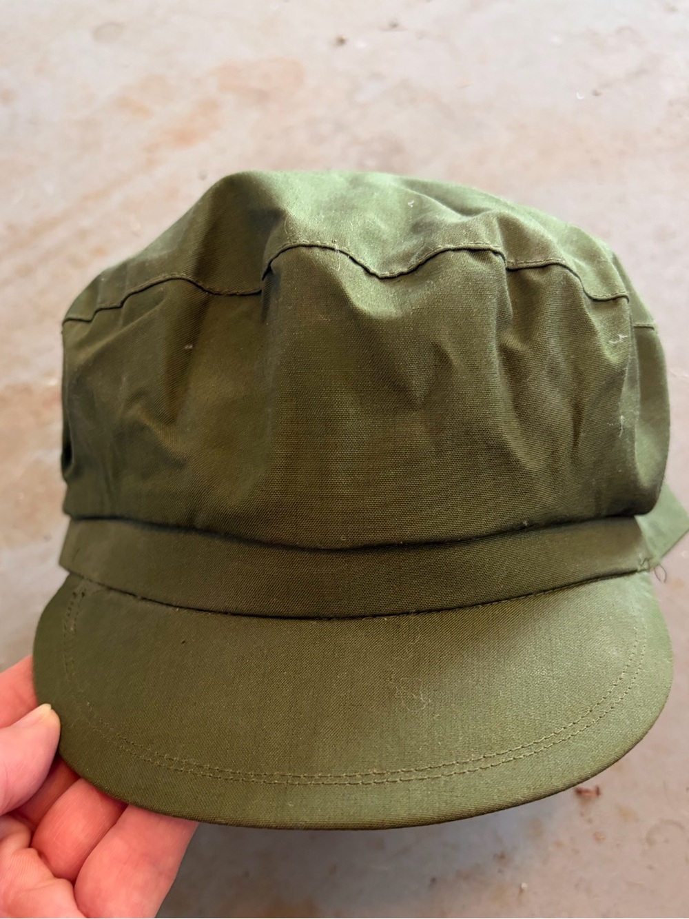 Source Unknown Olive Green Military-Style Cotton Cap